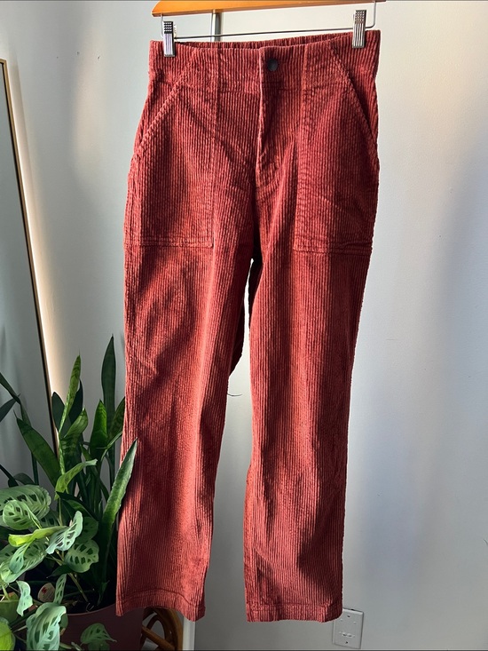 Pact Organic Pants - PACT Organic High-Rise Corduroy Ankle Pants in Rust Red M
